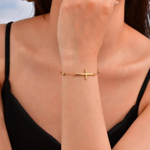 Pulsera De Acero Inoxidable Clásica Y Casual Para Mujer Con Cruz De San Benito - Imagen 3