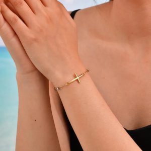 Pulsera De Acero Inoxidable Clásica Y Casual Para Mujer Con Cruz De San Benito