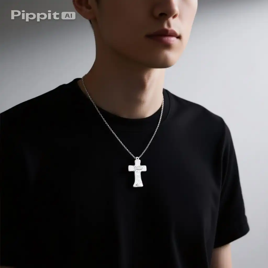 Cruz con Pez, aleación de zinc - Imagen 2